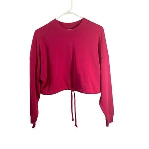 Rebecca Taylor Cropped Terry Sweatshirt With Drawcord